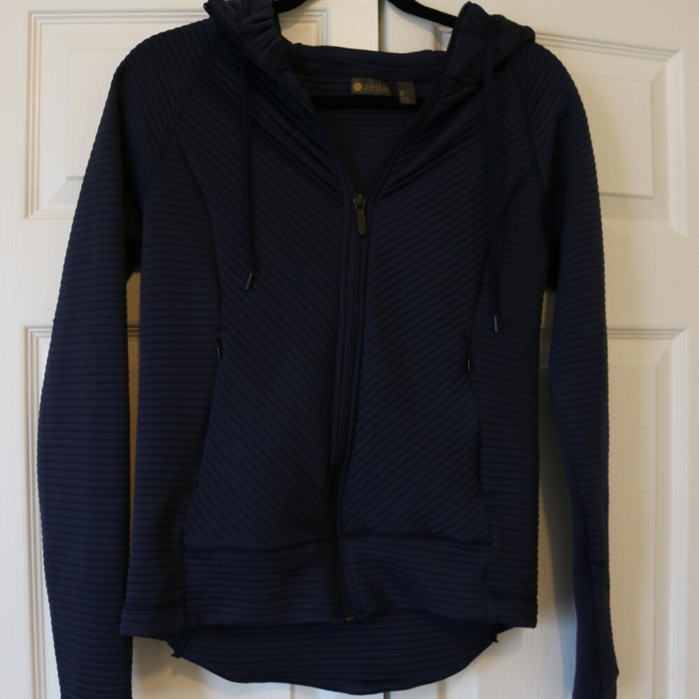 Zella Zen Ottoman Full Zip Hoodie In Navy Nightfall Size S View 3